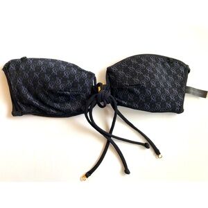 Victoria Secret Black Strapless Logo Print Bandeau Top Size XS